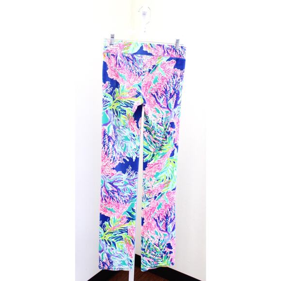 Lilly Pulitzer Jordynne Velour Multi Fan Club Pants Size XS Velvet Coral Print - Picture 7 of 7